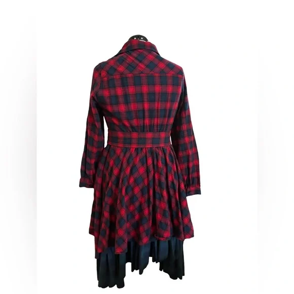 Unique plaid dress/trenchcoat in sz XL withe wide waist belt (C5) - Picture 5 of 9